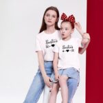 Mother And Women T-Shirt Arrow And Love Cartoon Print Mom And Girl